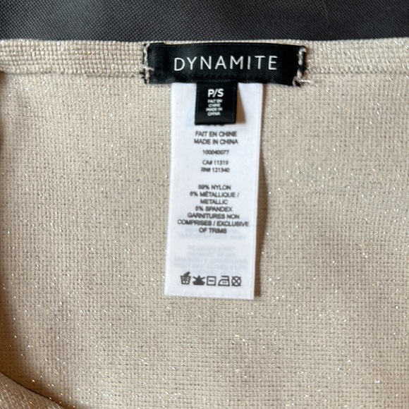 Dynamite Beige Shiny Crop Top - Picture 4 of 4